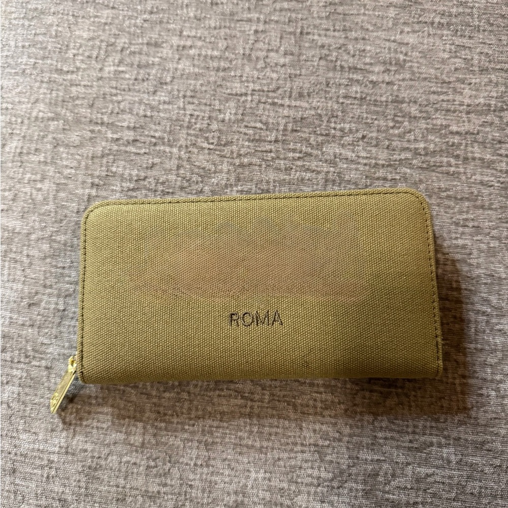 F Khaki Zip Wallet